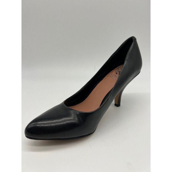 Vince Camuto Vickiy Women Black Leather Pumps Heels Size 6.5M - Picture 1 of 7